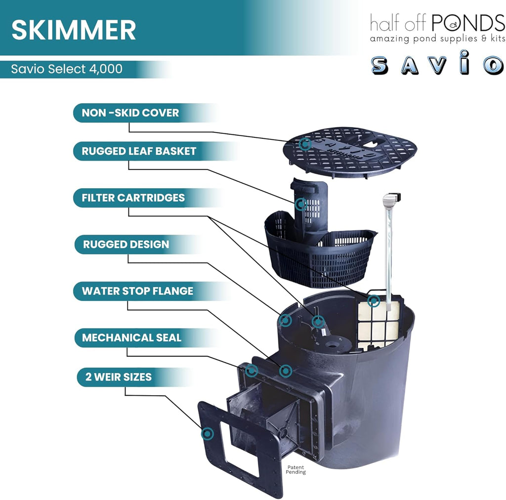 HALF OFF PONDS Savio Select 4,000 GPH Submersible Pump Pond Kit with 15' x 25' PVC Plastic Pond Liner for Water Garden & Koi Pond