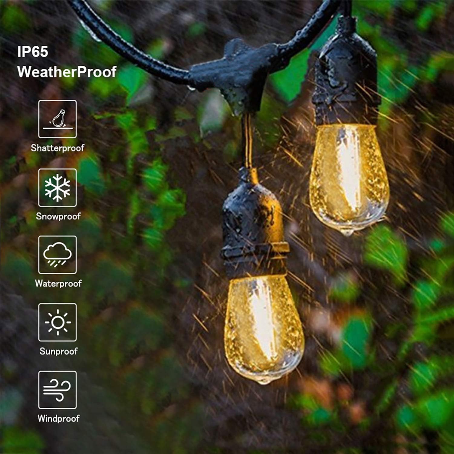 Svater Outdoor String Lights Led 105FT, Commercial Grade Patio Lights with 1W Dimmable S14 Shatterproof Bulbs, ETL Listed Heavy-Duty Outside Waterproof Cafe Bistro Market Lighting Warm White