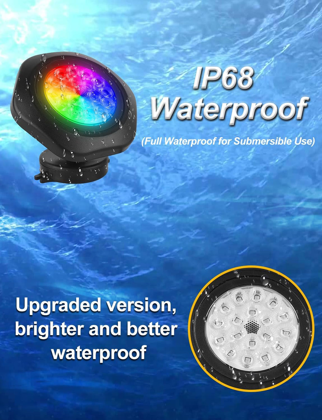 RGB Underwater Pond Lights, Super Bright 18 LED Submersible Fountain Lights Color Changing Spotlights, Bluetooth APP Control IP68 Waterproof for Fish Aquarium Tank Garden Yard Pool(Set of 10)