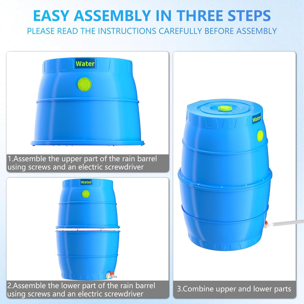 SQUEEZE master 50 Gallon Water Collection Barrel-Drinking Water Storage Barrel with Spigots-Emergency Water Supply System