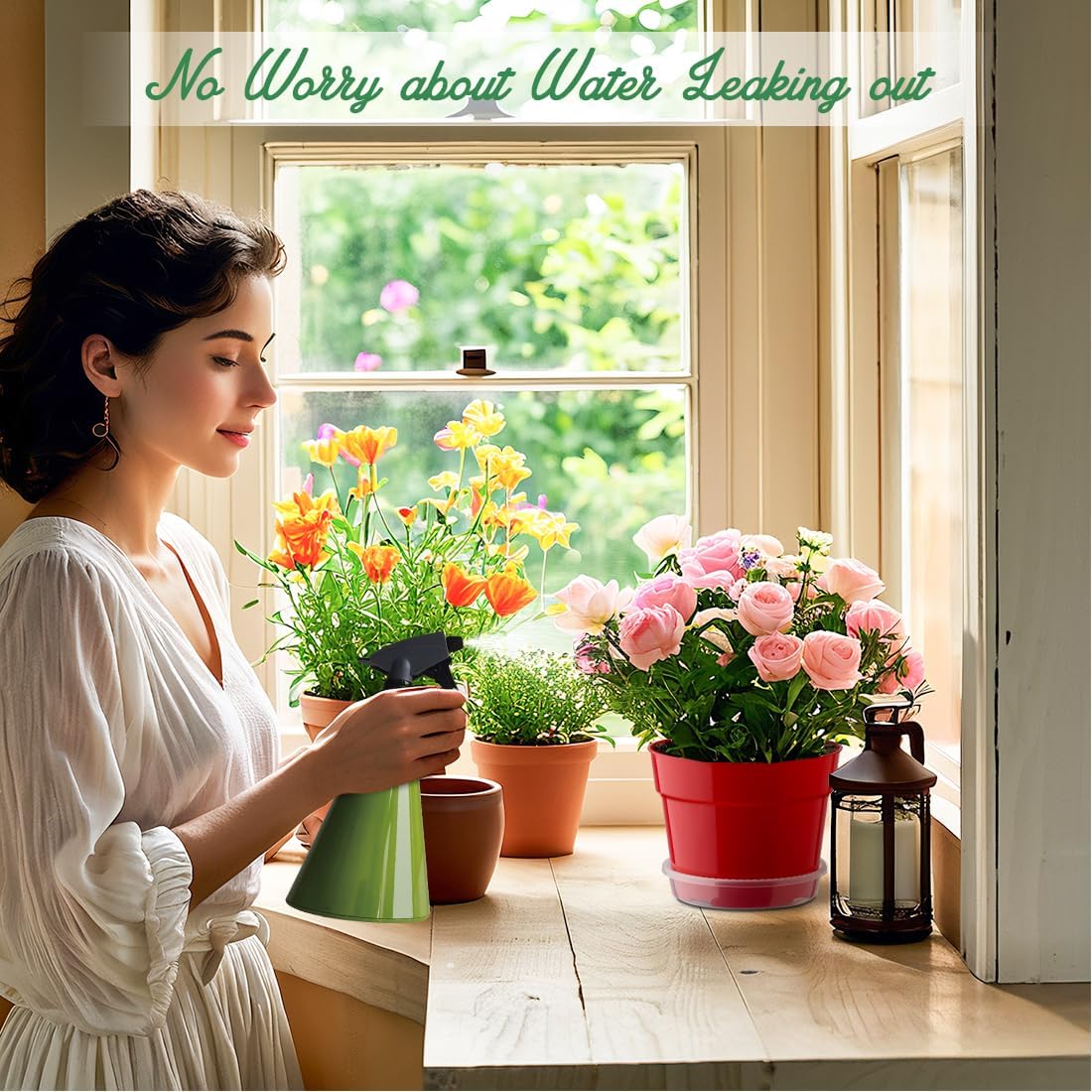 20 Pack 6 Inch Plant Pots, Thickened Plastic Flower Pots with 20 Pcs Water Collecting Trays, 20 Soil Block Mesh Pads, Red