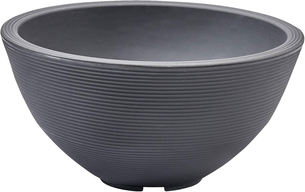 Crescent Garden Delano Bowl Planter, Large Outdoor Round Shallow Plant Pot for Water Garden, Bonsai Plant Pots, Succulents with Drain Hole - Double Walled Bowl Lotus Pot, 26" W (Slate)