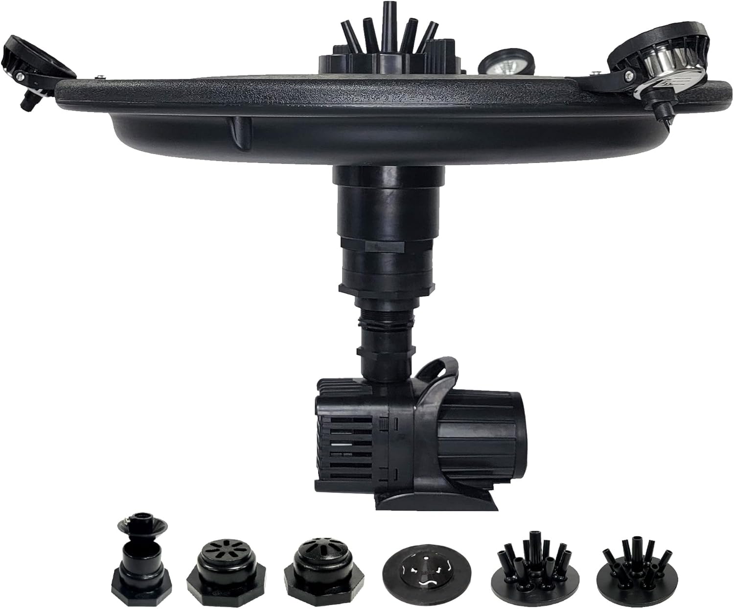 HALF OFF PONDS Floating Fountain – 1/4 HP Pond Aerator, 100' Cord – 3000 GPH Water Pump – 9 Spray Patterns - White LED Lights - for Ponds & Water Gardens