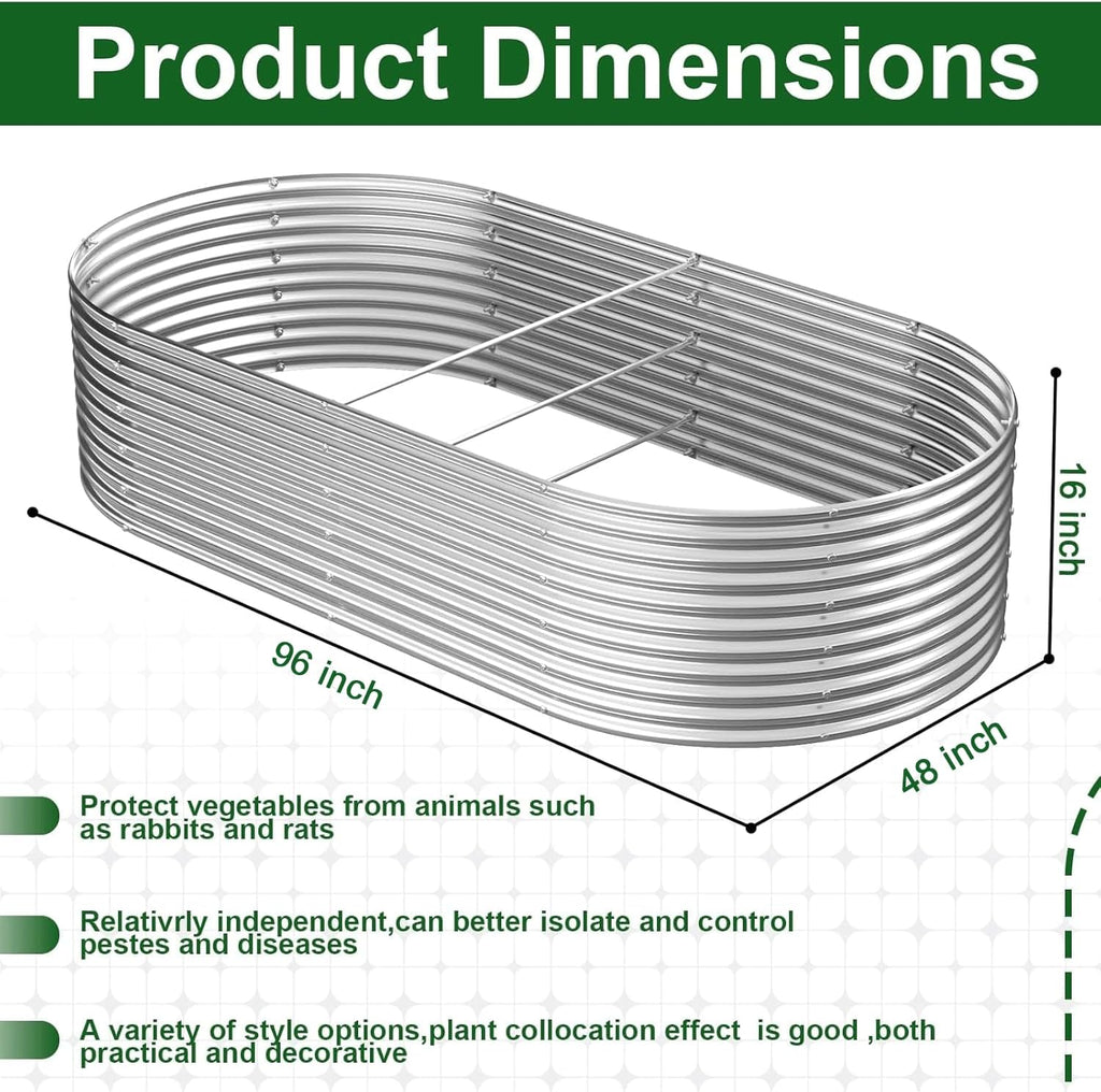 2 Pack 8x4FT Tall Galvanized Raised Garden Bed Outdoor,Metal Garden Bed for Vegetables,Steel Raised Beds for Gardening,Above Ground Garden Box for Flower-3L0