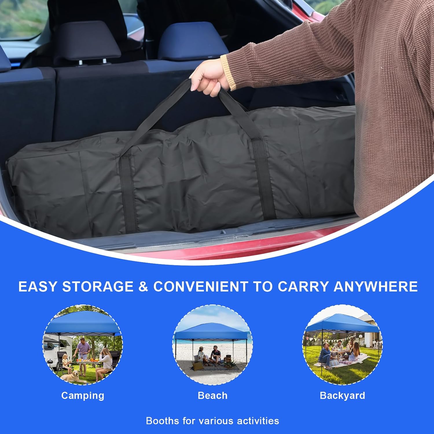 10x10 Pop Up Canopy Tent, Instant Outdoor Canopy with Sand Bags Waterproof Sun Shade Easy Up Tents for Parties,Canopy for Camping Beach Parties (Blue)