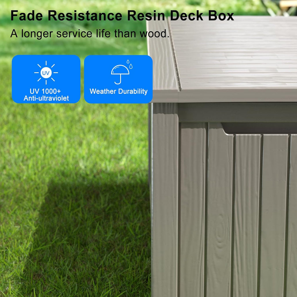 150 Gallon Outdoor Storage Box – Waterproof Deck Box for Patio & Garden,Light Brown