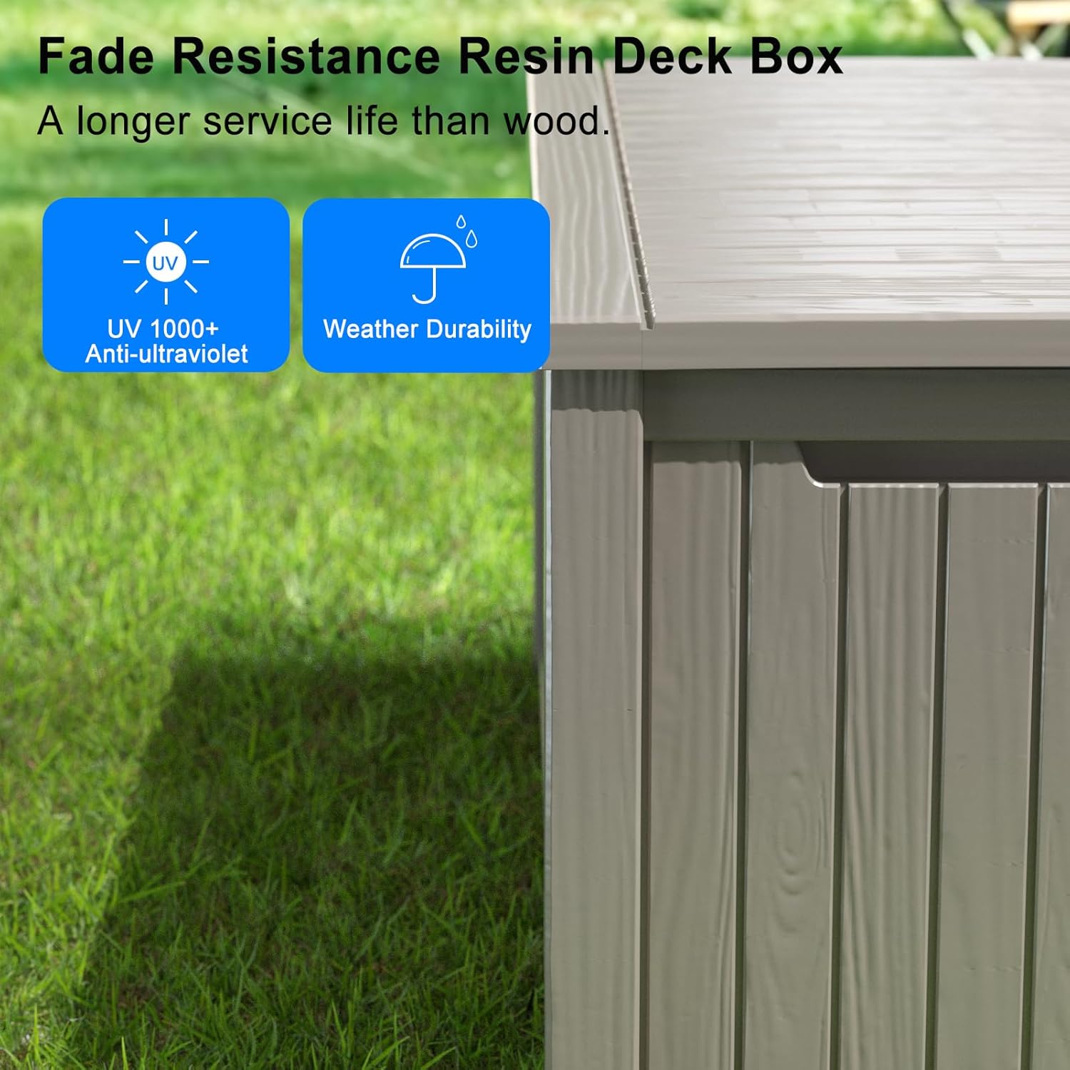 150 Gallon Outdoor Storage Box – Waterproof Deck Box for Patio & Garden,Light Brown