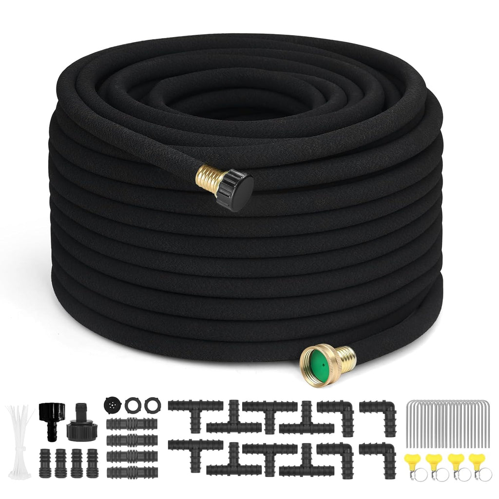 150 FT Soaker Hose 1/2" Heavy Duty Garden Hose to Save 70% Water Drip Irrigation Kit for Lawn/Yard Landscaping Beds (150FT)