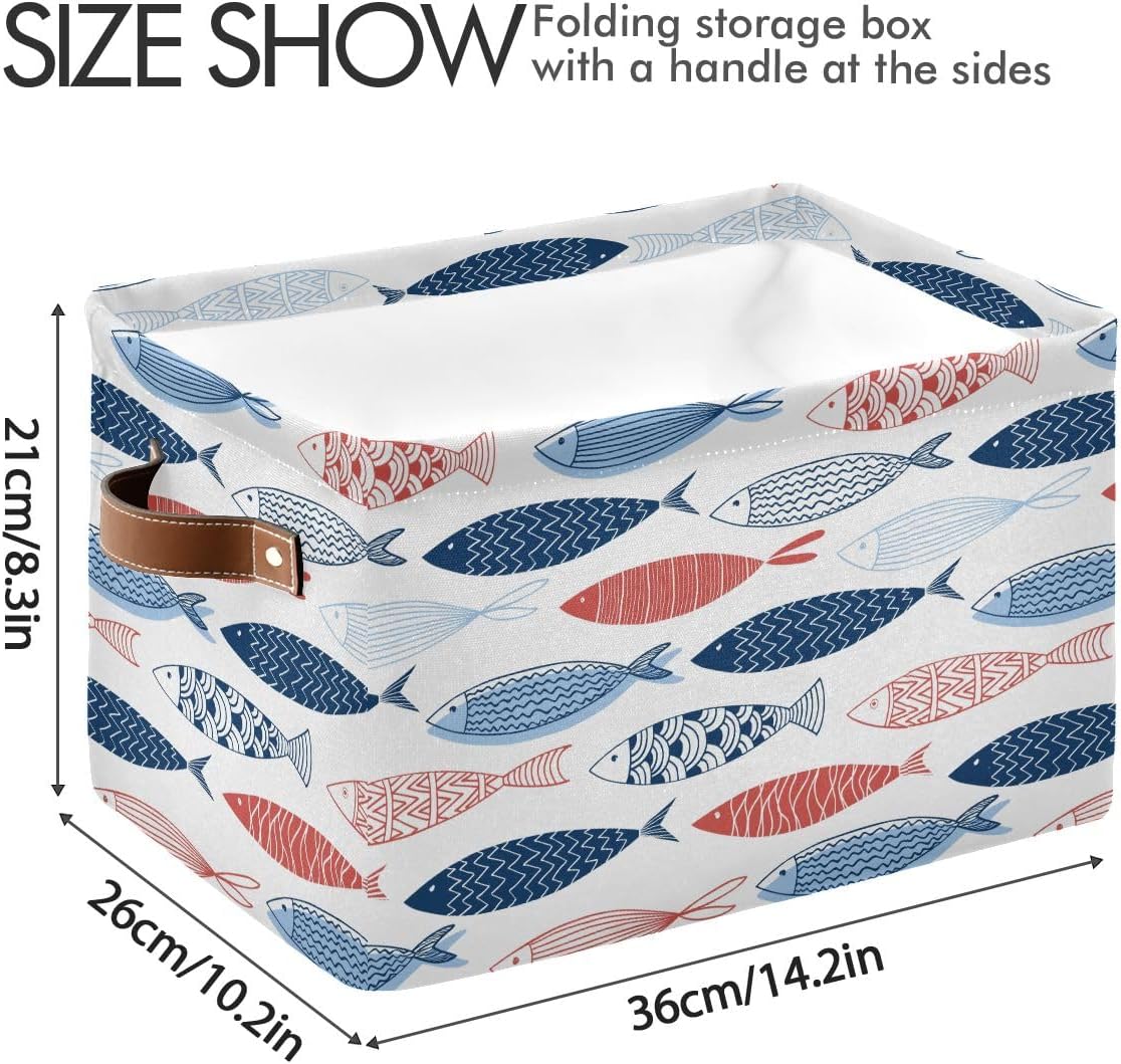 Fish Rectangular Storage Basket Organizer Bin Shelf Baskets For Clothes Gifts For Home Office Dorm