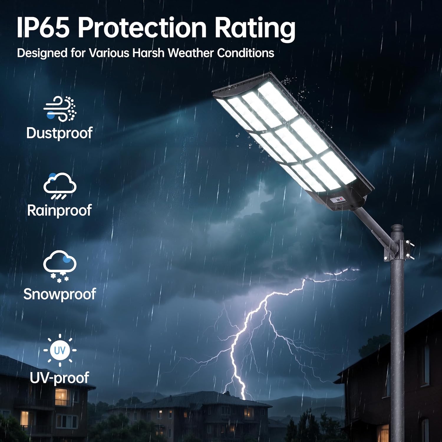 10000W Solar Street Lights Outdoor – 7000K LED Solar Lights Waterproof Dusk to Dawn with Motion Sensor & Remote, Commercial Solar Powered Parking Lot Lights for Yard, Garage, Outside (1 Pack)