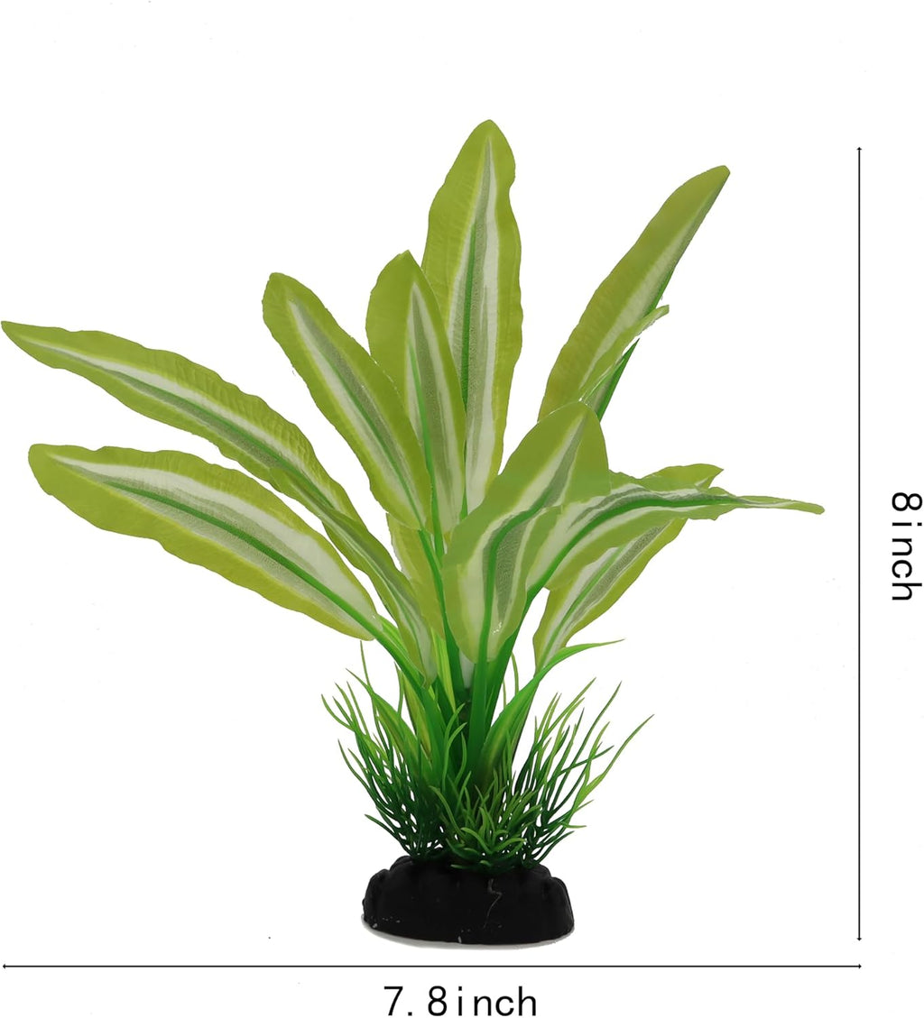 Silk Aquarium Plants for Betta Fish Tank, 2 Pcs 8 Inch Small Silk Aquarium Plant Aquatic Water Grass Decoration，Green-Yellow