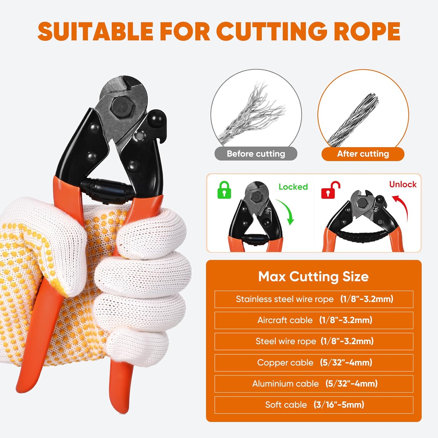 164FT 1/8" Stainless Steel Cable with Wire Rope Crimping Tool and Cable Cutter, 1760 lbs Breaking Strength, 7x7 Strands Aircraft Cable for Deck Railing, Porch Fence, String Light