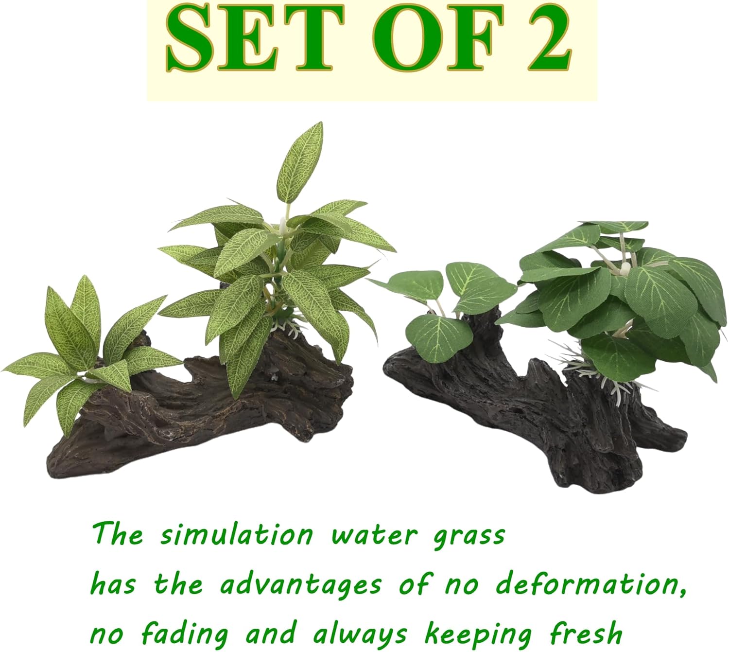 M2cbridge Artificial Fish Tank Plants Silk Aquarium Plastic Plant Aquatic Water Grass Foreground Decor(2PCS Big Green)