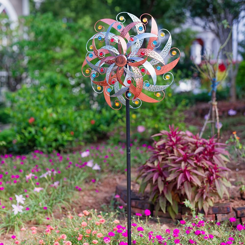 DREAMYSOUL Large Wind Spinner Outdoor, 20 Inches Dia Vintage Metal Windmills, Kinetic Wind Spinners & Sculpture for Yard and Garden