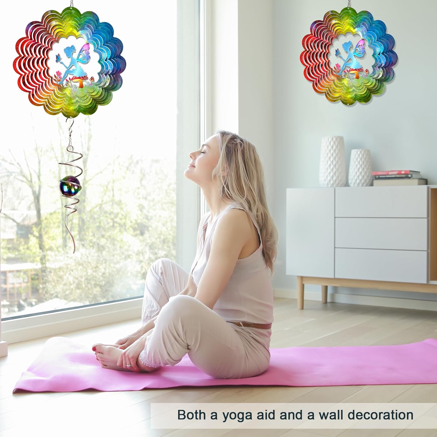 Fairy Wind Spinner - Kinetic Hanging Wind Sculpture | 12-Inch 3D Windcatcher for Garden, Metal Art Yard Decor, Outdoor Ornament & Lovely Gifts for Mother, Wife, Daughter, Girls & Women