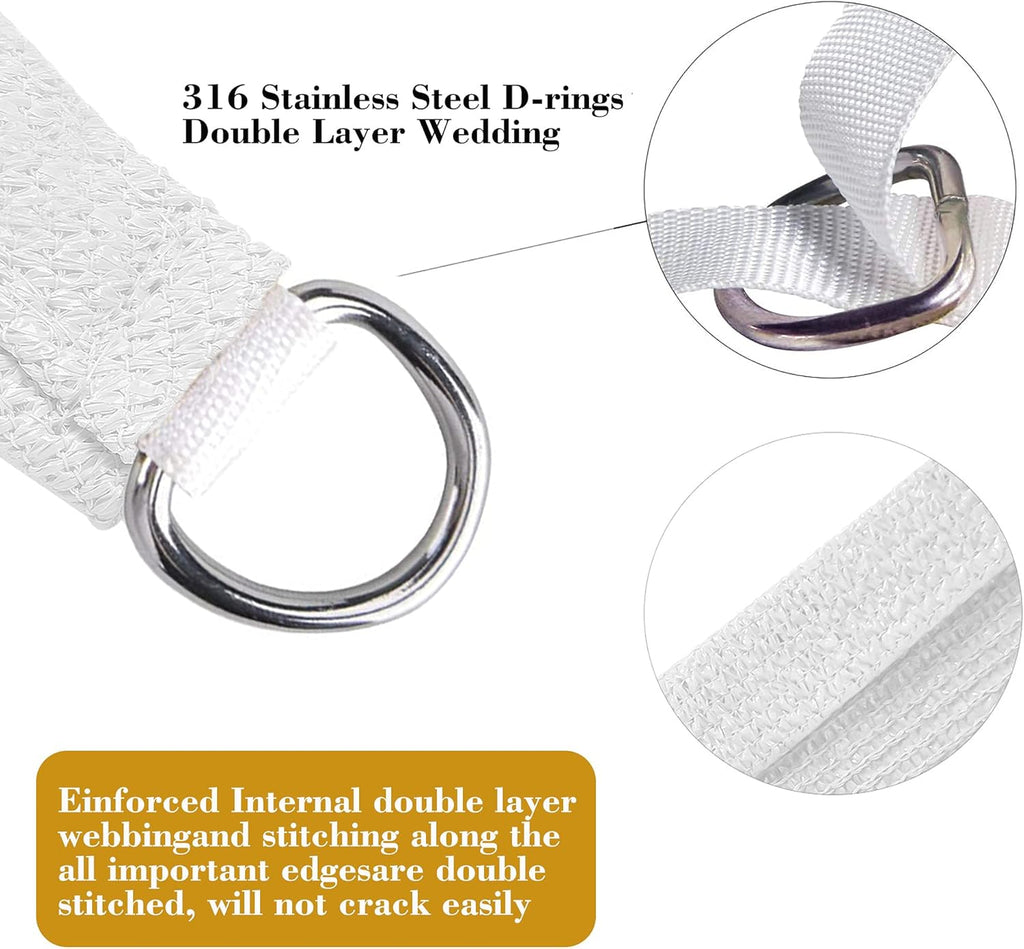 18' x 19' White Rectangle Sun Shade Sail SSP1212 Canopy Durable Fabric UV Block Awning,We Make Custom Orders