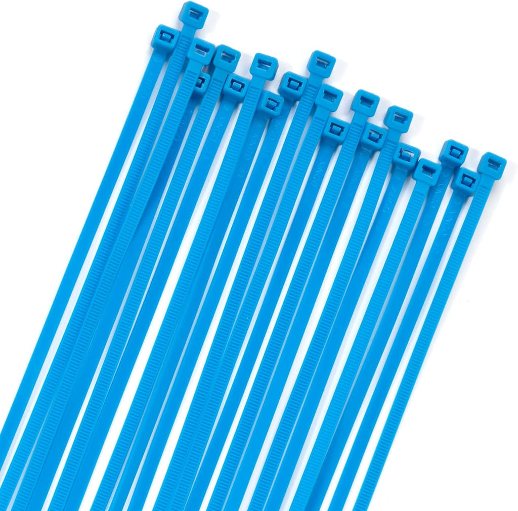 XINGO 100PCS Cable Zip Ties Heavy Duty, Premium Nylon Plastic Wire Ties with 50 Pounds Tensile Strength, Self-Locking Black Nylon Zip Ties for Indoor and Outdoor (16 inch, Blue)