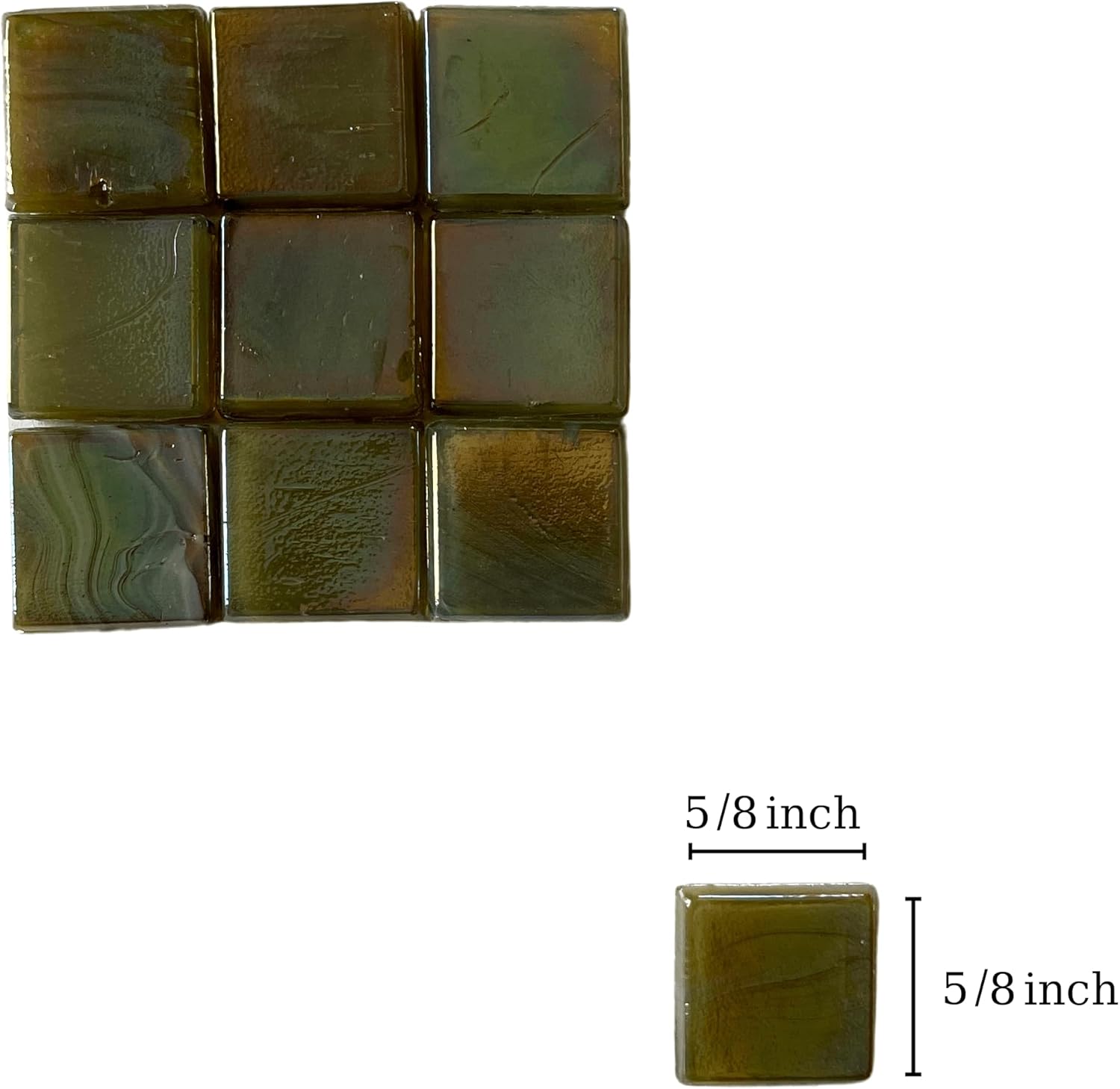 SMEIINIK 1.1lb Bulk Single Iridescent Color Mosaic Tiles for Crafts, Glass Mosaic Pieces for Mosaic Puzzles, Stained Glass Tiles,Mosaic Making Supplies(CWJ07-4)