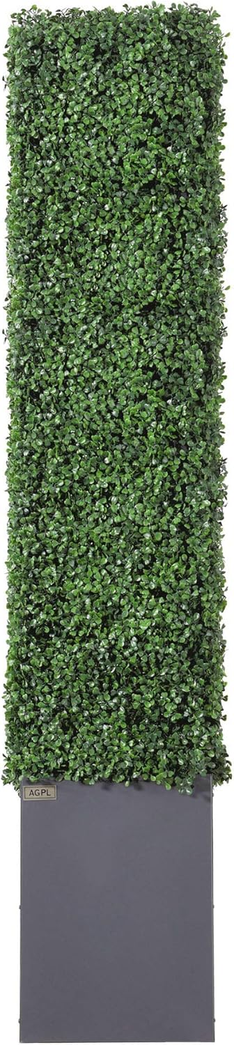 AGPL Artificial Hedge Wall (38" Width* 12" Deep* 64" Height) with Dark Gray Stainless Steel Planter Box (64.00)