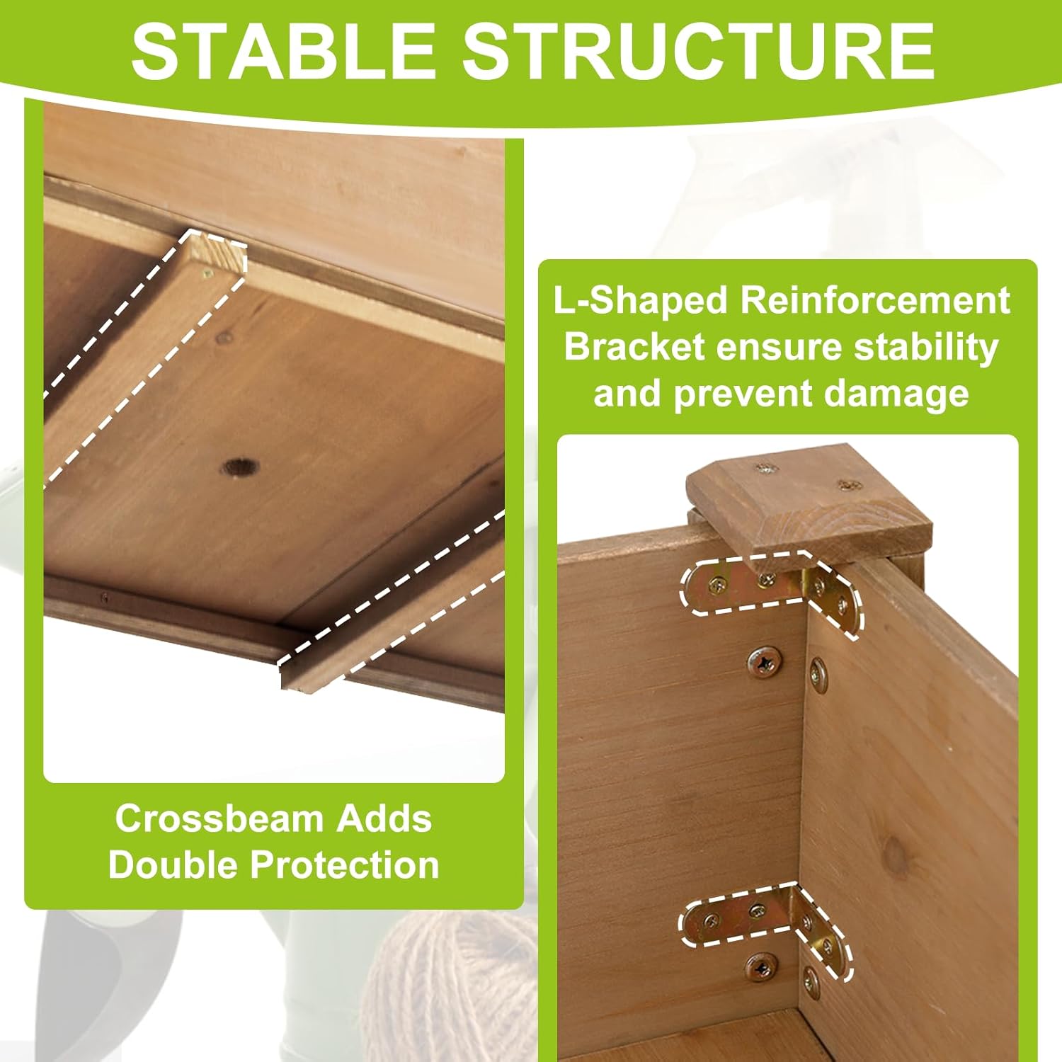 Outdoor Wood Raised Garden Bed- Elevated Planter Box with Legs, Durable Fir Wood, Reinforced Frame with Drainage Holes, Liner for Vegetables, Herbs, Flowers, 47" x 23"x 30"