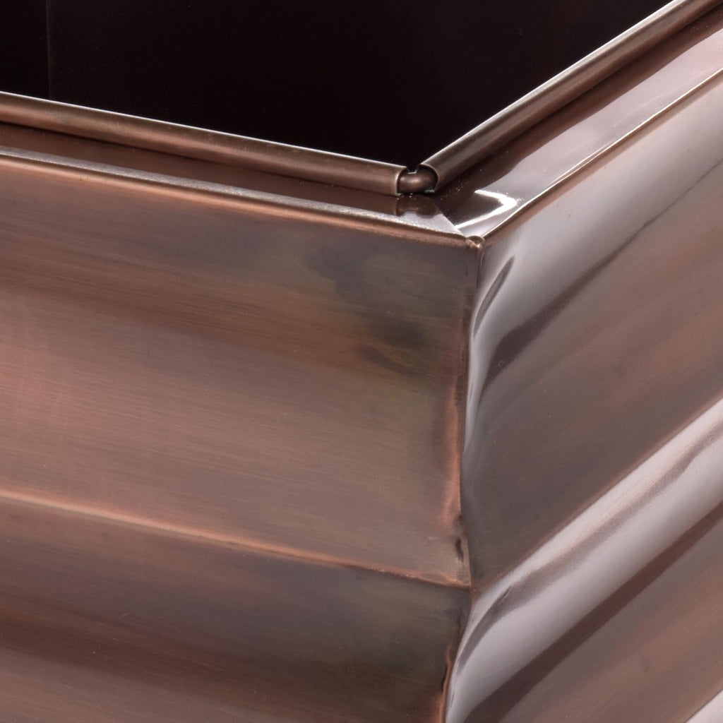 H Potter Copper Ribbed Planter Large for Outdoor Indoor Plants Small Spaces Entryway Patio Porch Tall Metal Planter Decor Vase