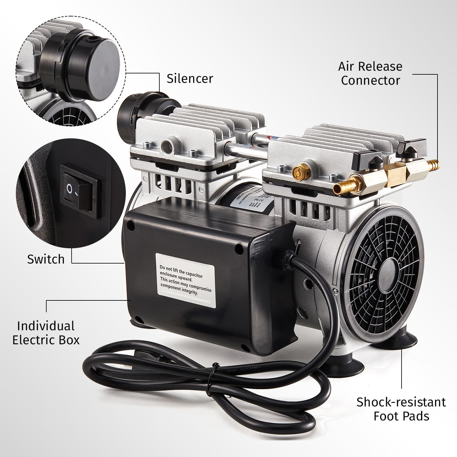 Pond & Lake Aeration System,Pond Aerator Pump,550W Power 5.2CFM for Up to 3 Acre with Timer,3/4 HP Compressor (2 Diffusers, 1)