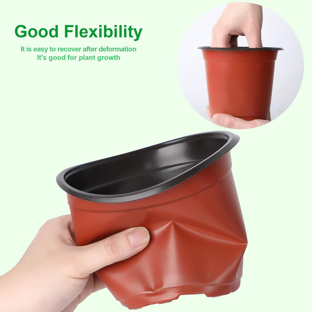 Augshy 75 Pcs 6" Plastic Plants Nursery Pot, Indoor Outdoor Seed Starting Pots