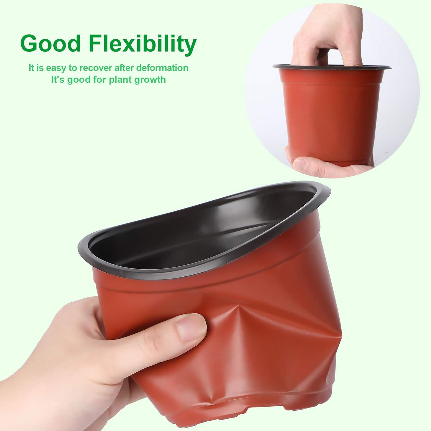 Augshy 75 Pcs 6" Plastic Plants Nursery Pot, Indoor Outdoor Seed Starting Pots