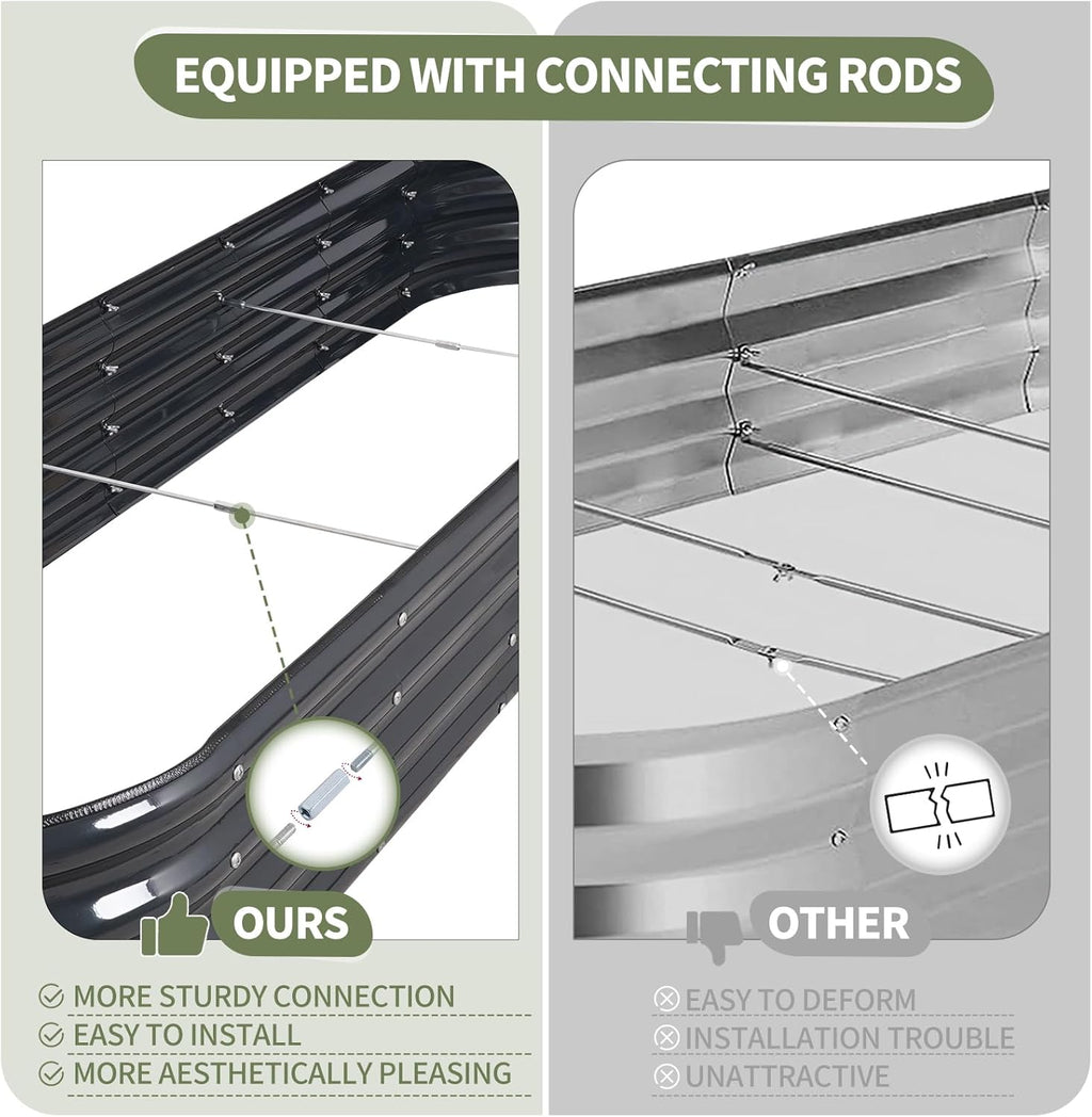 Galvanized Raised Garden Bed Outdoor- Raised Beds for Gardening| Metal Planter Box, Steel Raised Garden Bed Kit with Safety Edging and Gloves for Vegetables, Flower, Herbs (8x2x1FT, Gray)