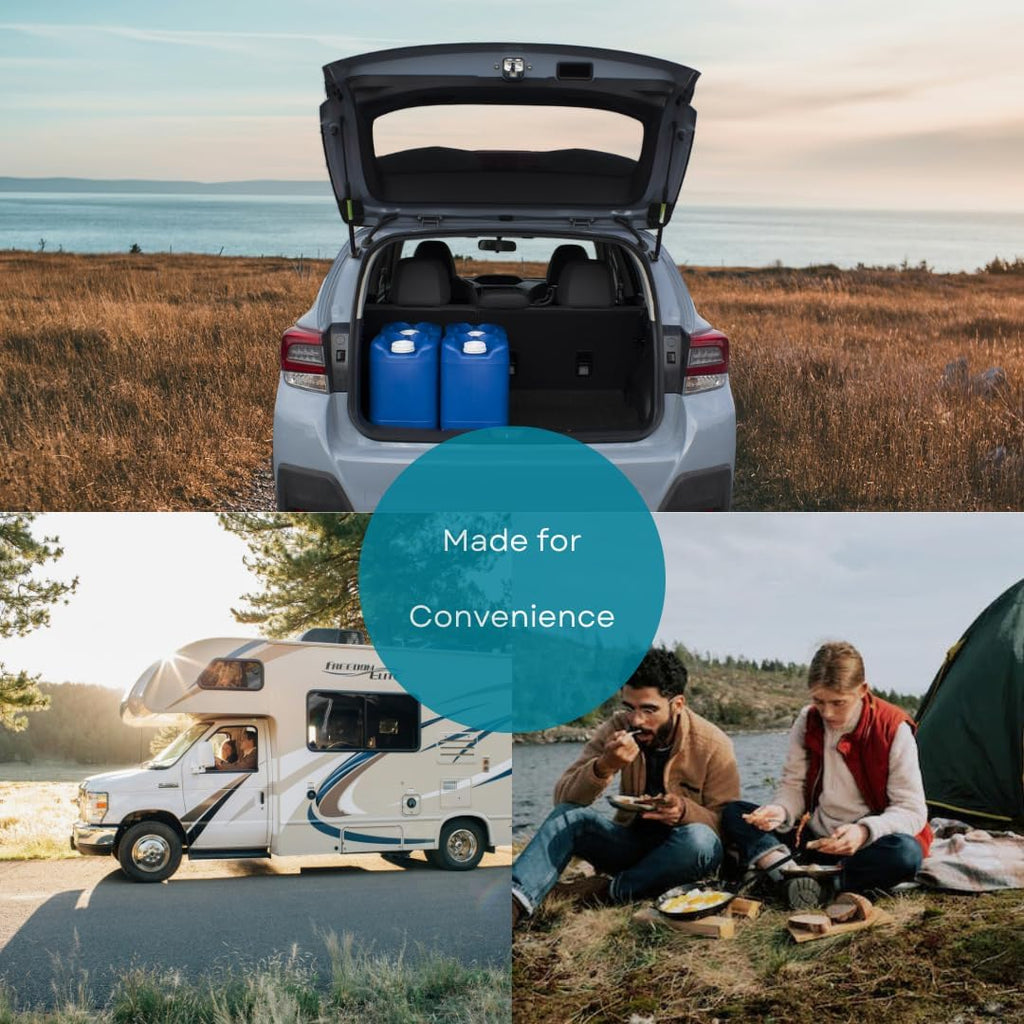 5-Gallon Stackable Water Storage Containers, w/Lids + Spigot, Easy Fill, Survial Supply, Emergency Water Storage for Camping and Disaster Preparedness, RV, 50 Gallon Set (10 Tanks)