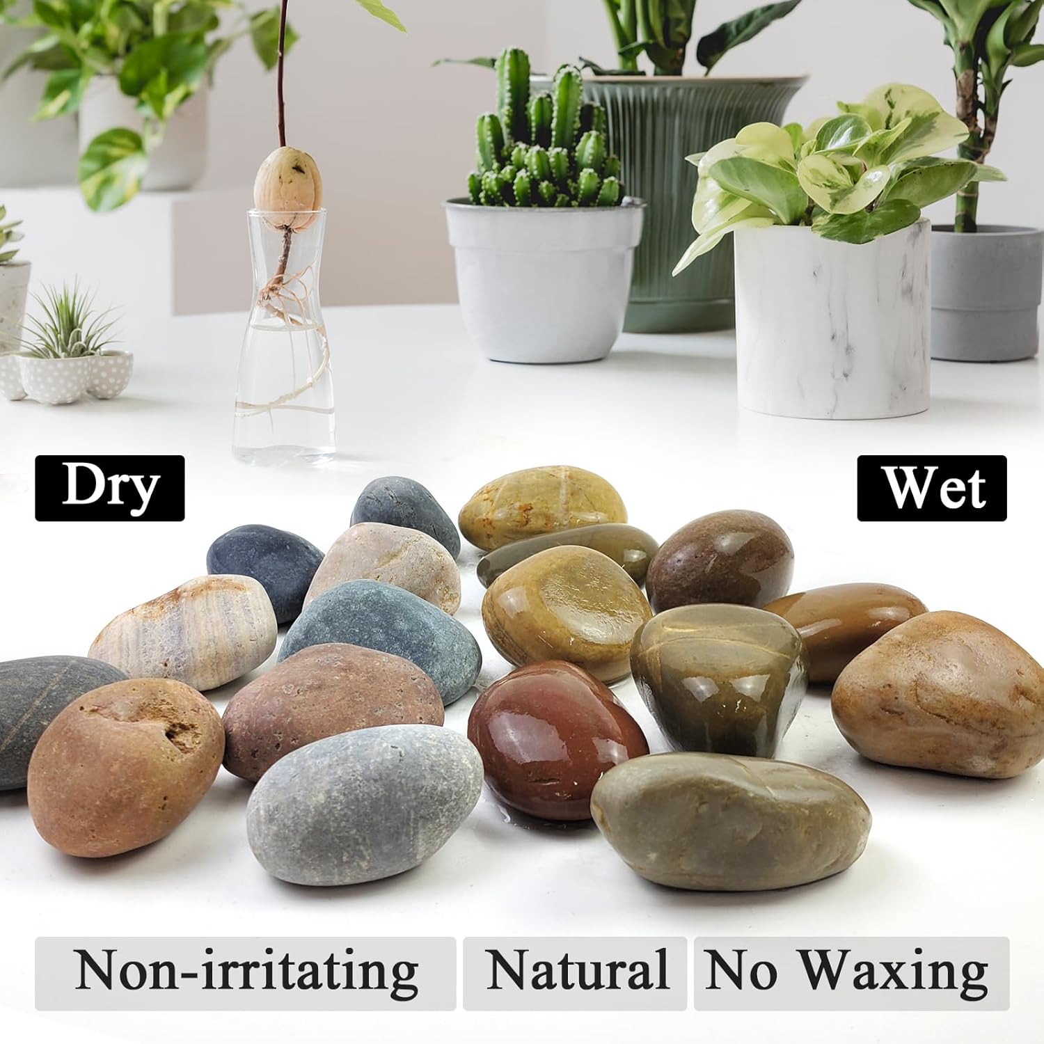 Large River Rocks for Landscaping, 3-4 Inch Mixed Colors Pebbles for Plants and Garden, Premium Rocks for Flower Beds, Indoor Fountains, Paths, Backyards, Fish Tanks(20lbs Bulk)