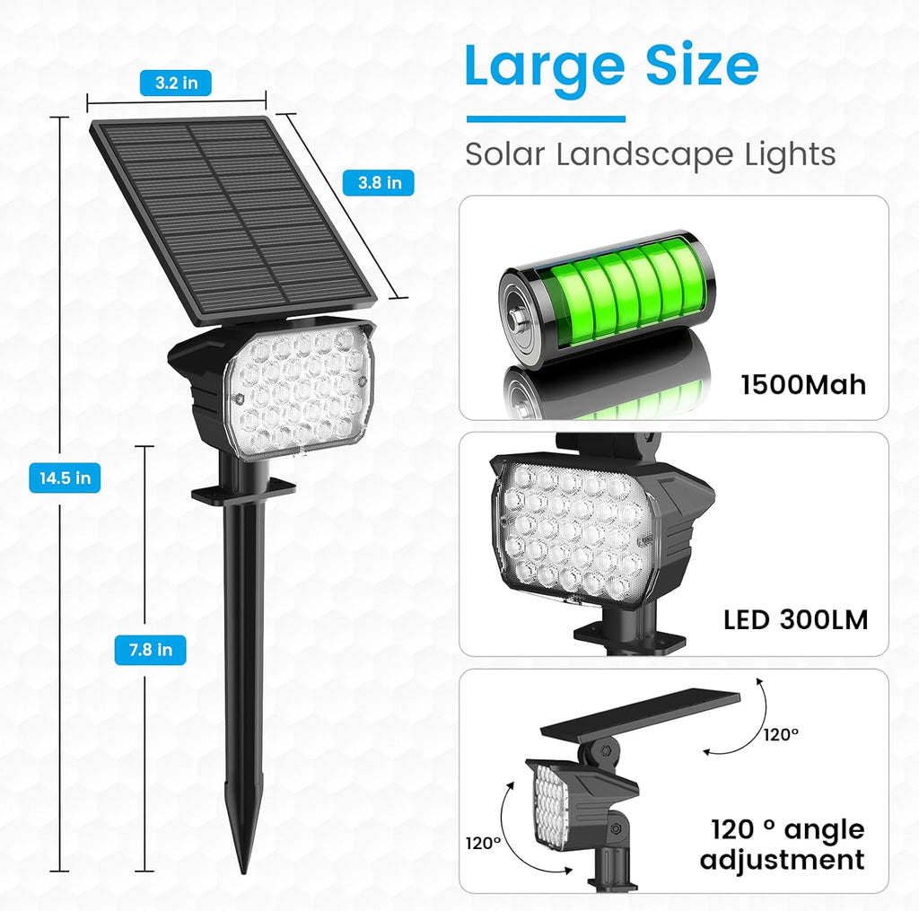 VOLISUN Solar Landscape Spotlights Adjustable Outdoor, Uplights Solar Waterproof IP67, Spot Lights Solar Powered for House,Tree,27 LED with 6 Colors Changing(12 Pack- RGB)