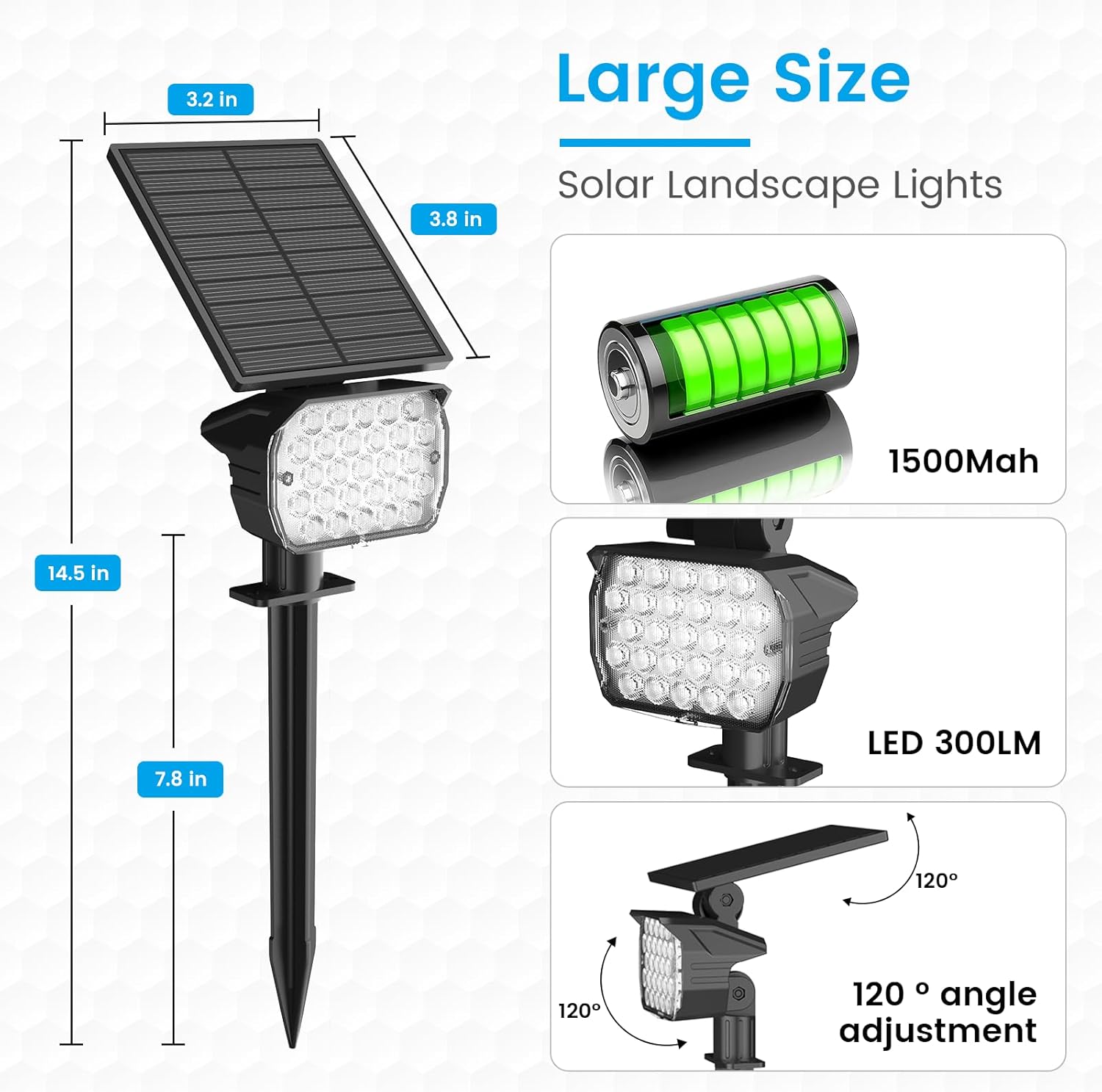 VOLISUN Solar Spotlight Outdoor, IP67 Waterproof Solar Landscape Spot Lights，Uplights for Yard Garden Pathway - 6 Pack (Cool White) 27 LED 3 Lighting Modes