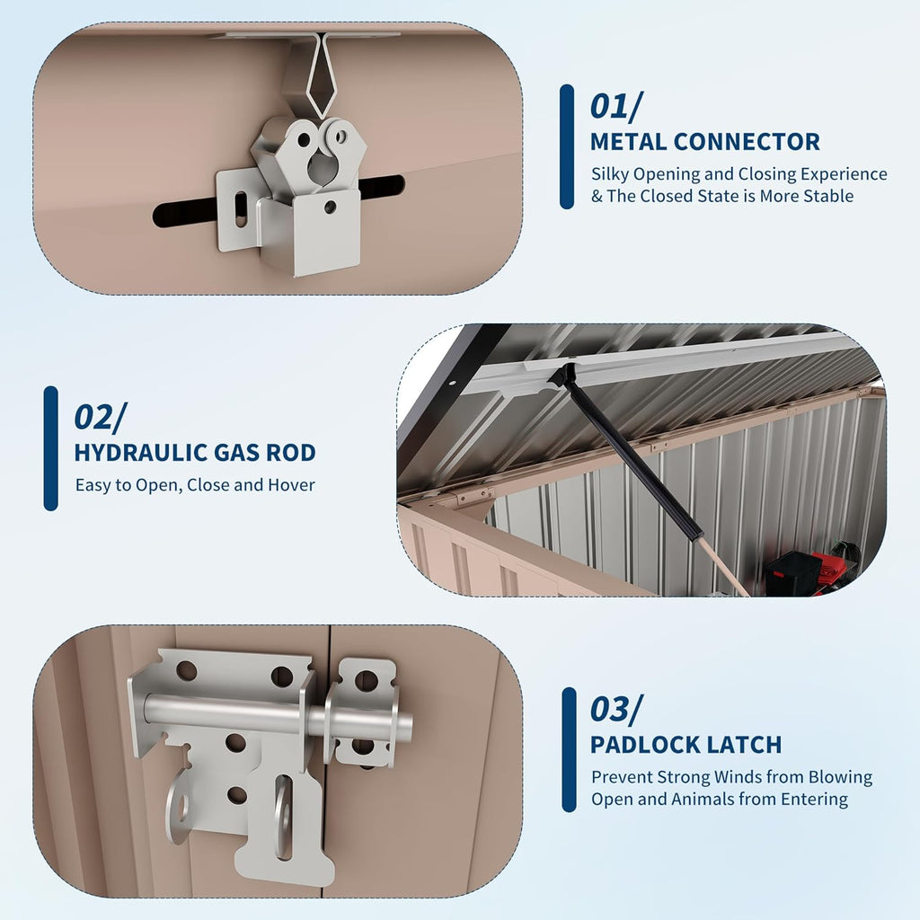 2 Trash Cans Metal Outdoor Storage, 3x6 FT Garbage Bin Storage Shed with Chain Lid, Garbage Can Metal Sheds for Garden, Backyard, Lawn and Patio