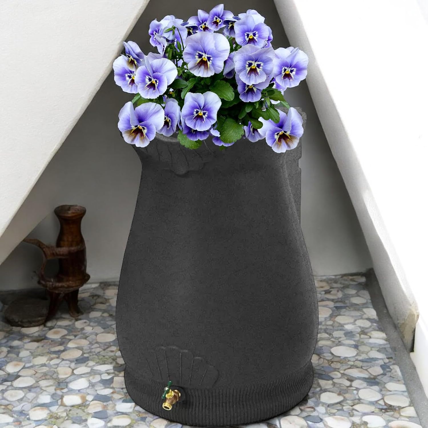 65-Gallon Urn Rain Wizard Decorative Barrel (Dark Granite, 1 Pack)