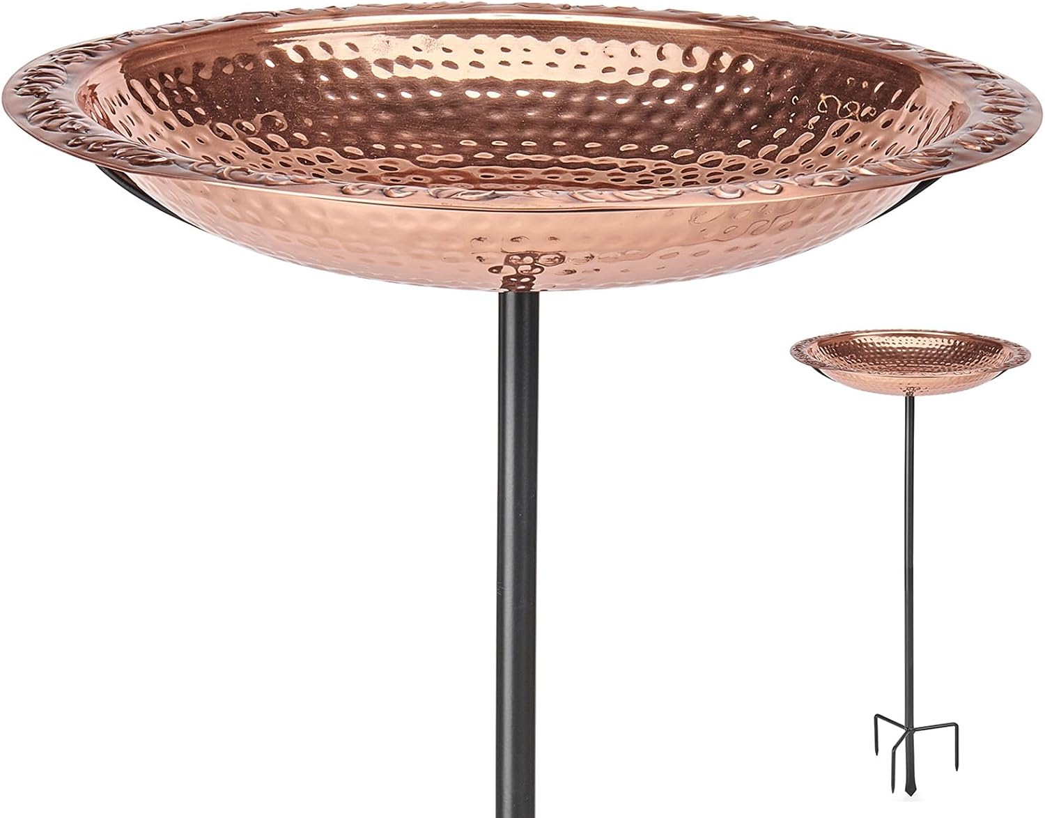 Good Directions BBG18 Copper Bird Bath, Includes Garden Pole, 18” Diameter Basin, Polished Copper