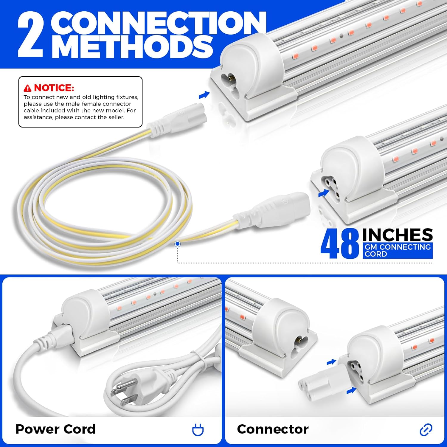 Barrina LED Grow Light 4FT, 168W(4 x 42W), Full Spectrum Plant Light, V-Shape with Reflector, Grow Lamp Strip, Plant Lights for Indoor Plants, 4-Pack