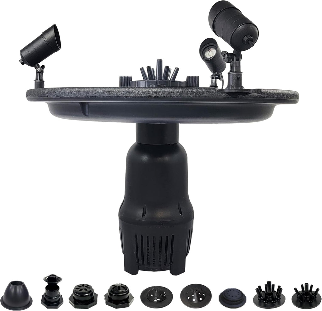 HALF OFF PONDS Floating Fountain – 1 HP Pond Aerator, 100' Cord – 15,000 GPH Water Pump – 13 Spray Patterns - Color-Changing LED Lights - for Large Ponds, Lakes & Water Gardens