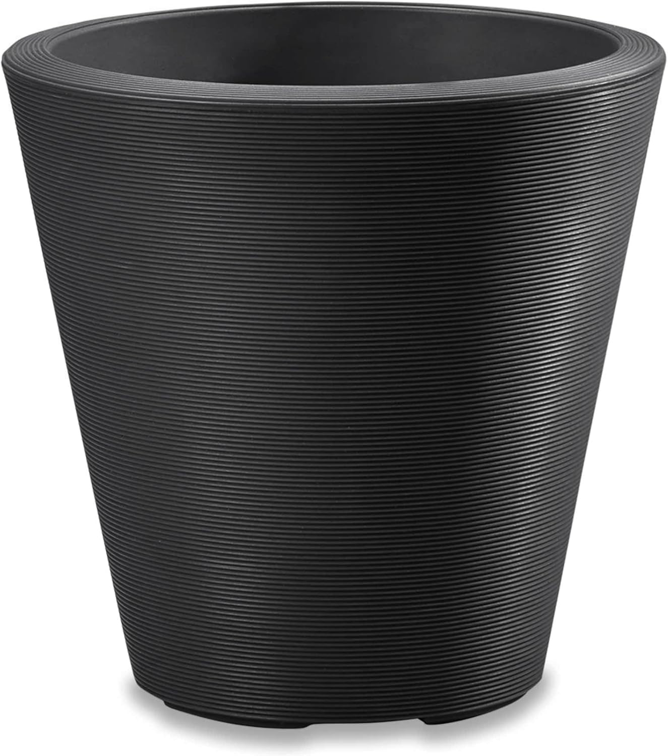 Crescent Garden Madison Planter– Weather-Resistant, Double Walled Indoor/Outdoor Plant Pot with Drain Hole – Durable All-Season Flower Container, 20" W (Caviar Black)