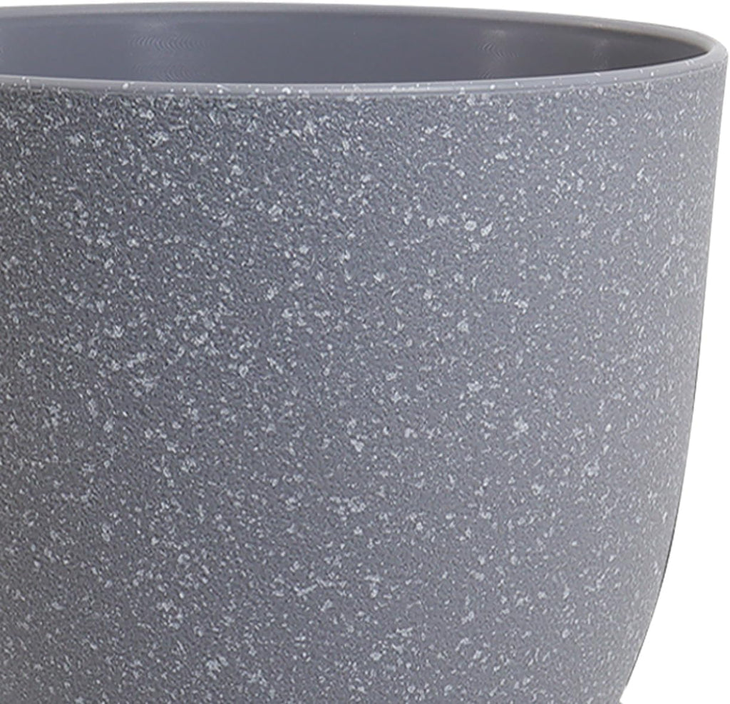 10/9/8 inch Plant Pots, Set of 3 Modern Decorative Plastic Planters with Drainage Holes and Saucers for Garden House Plants, Flower Pots for Indoor Outdoor Plants, Speckled Grey