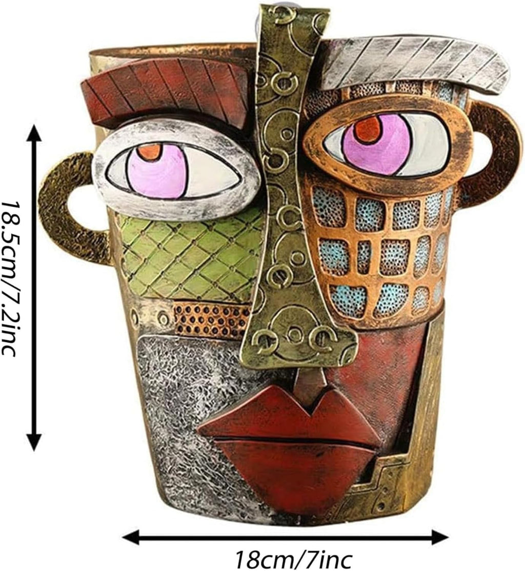 Picasso Pot, Face Planters, Plant Pots Sanxingdui Style, Abstract Head Planter, Handcrafted Planter Resin - Cute and Funky(Modern)