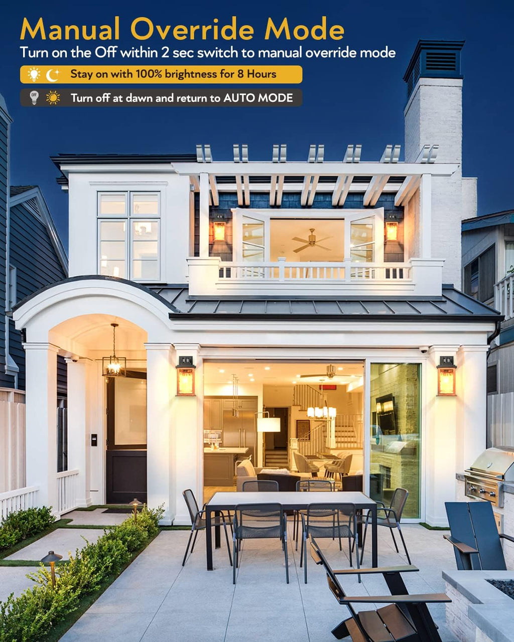 VIANIS Motion Sensor Outdoor Lights, Dusk to Dawn Outdoor Lighting for House, Wood Grain Garage Lights, Lantern Wall Mount, Waterproof Porch Sconce for Entryway, with Anti-Rust, Weather Resistant