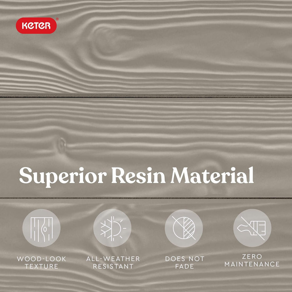 Keter Westwood 150 Gallon Resin Large Outdoor Storage Box for Patio Furniture, Outdoor Cushions, Garden Tools and Pool Floats, Beige