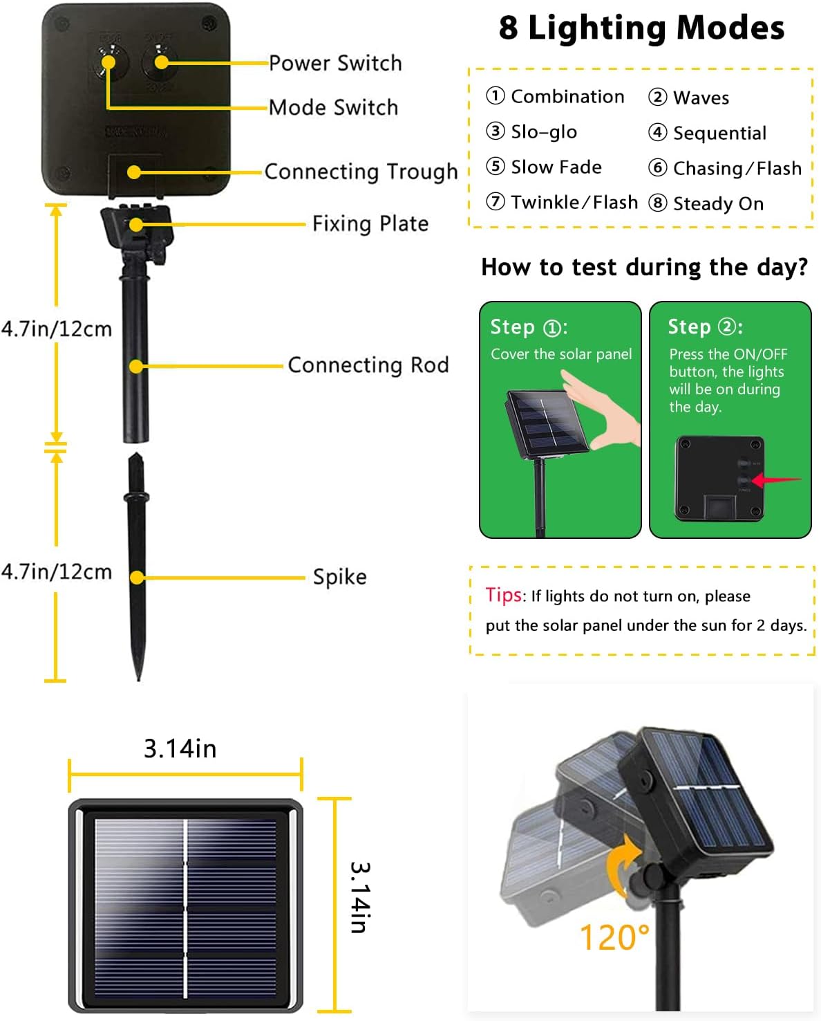 EEW 2 Pack 200 LED Red White and Blue Solar String Lights Outdoor Waterproof, Solar Powered LED Patriotic Lights, Solar Tree Lights for Independence Day Decor 4th of July Memorial Day Decorations