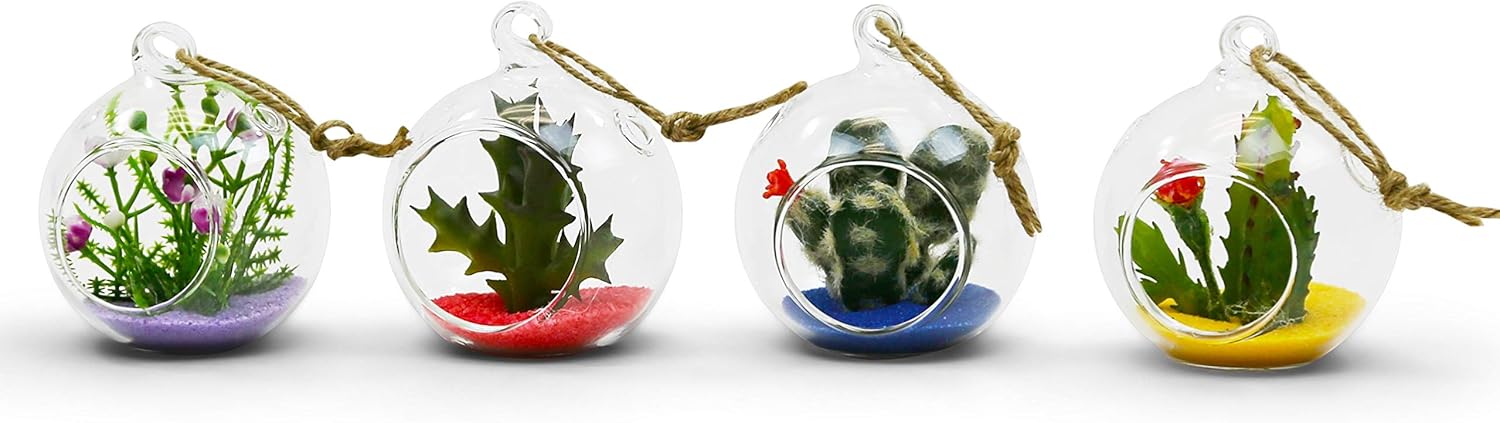 WGV Hanging Terrarium Globe, Width 2.25", Height 2.75", DIY Air Succulent Planter, Clear Glass Vase Orb with Flat Bottom, Candle Holder for Windowsill Outdoor Garden Decor, 24 Pieces Bulk