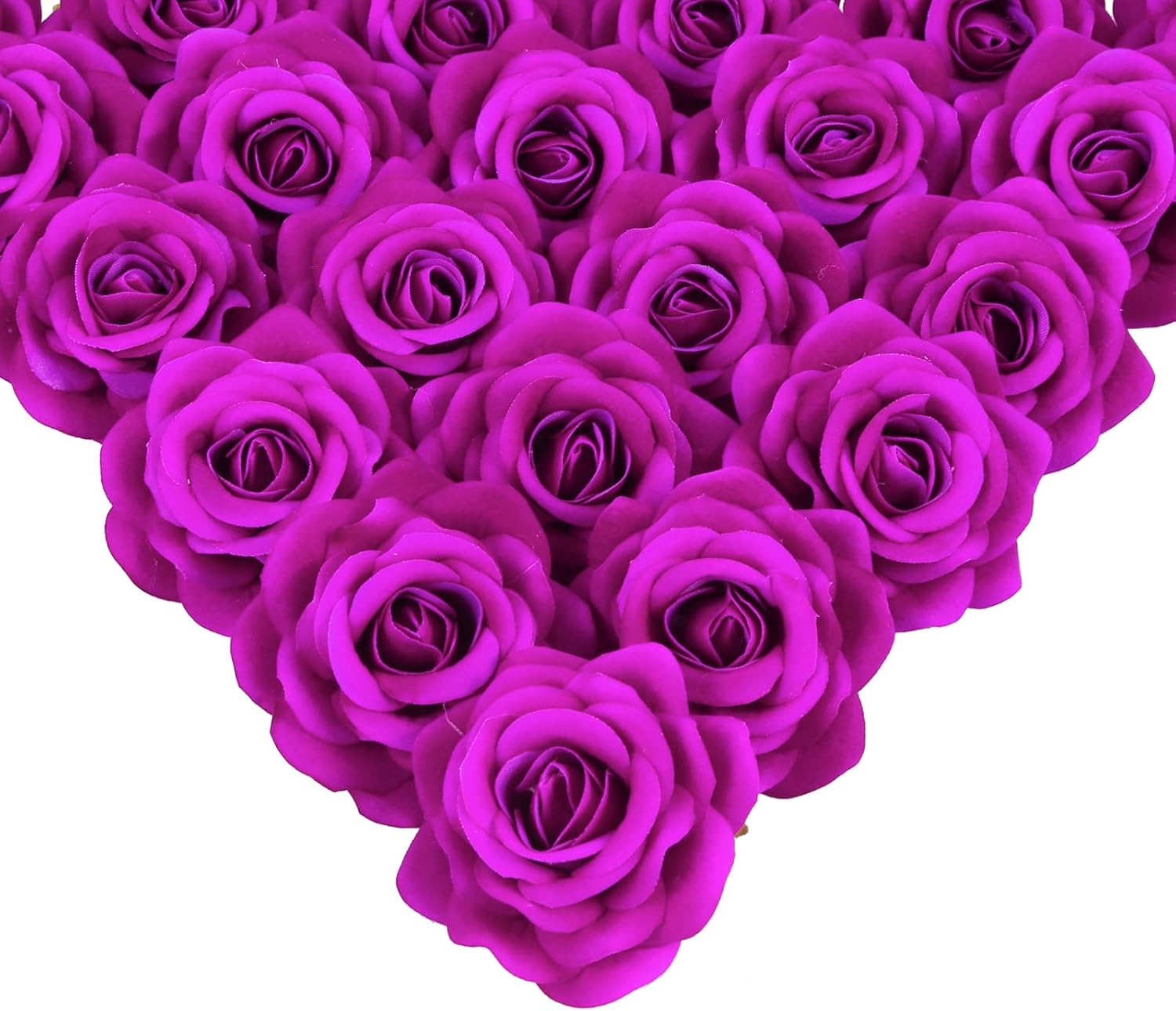 Purple Rose Flower Head 25pcs Artificial Velvet Rose Flowers Fake Roses Flowers with Stems for DIY Wedding Home Party Baby Shower Decor(Purple)