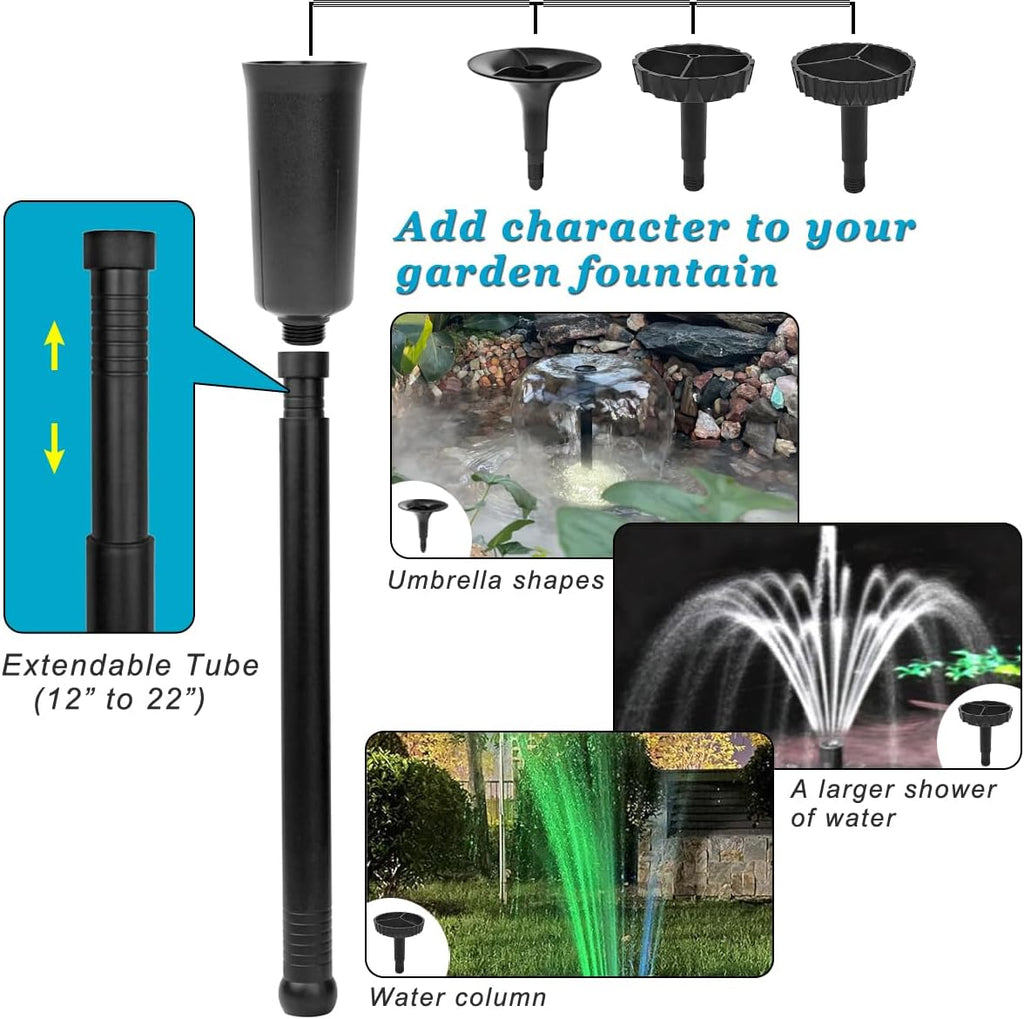 DOMICA 45W LED Pond Pump with Fountain Kit, 792 GPH Submersible Garden Water Fountain Pump, 3000L/H for Waterfall, Hydroponics, Aquariums, Fish Tanks, Indoor Outdoor
