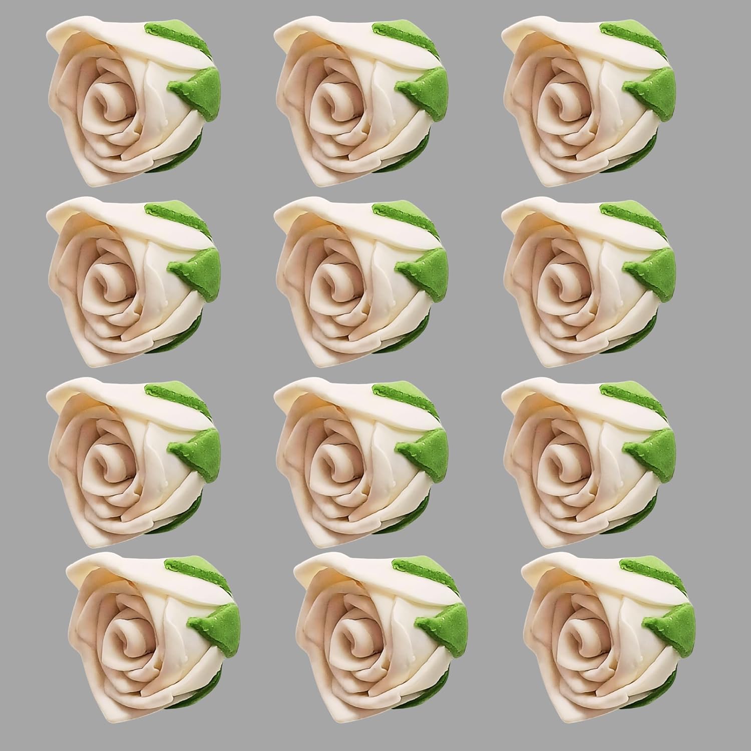 Confect Edible Ivory Rose Toppers – 12-Pack Classic Pearl Edible Roses for Cake, Cupcake Decorating – Elegant Floral Toppers for Desserts- Vegan, Nut-Free, Soy-Free, Dairy-Free, Palm Oil-Free