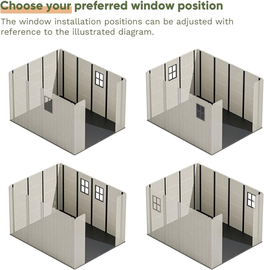 Patiowell 8 x 10 FT Resin Outdoor Storage Shed with Floor, Plastic Shed with Window and Lockable Door for Garden, Backyard, Tool Storage Use, Easy to Install in Beige (Kick-it Shed)