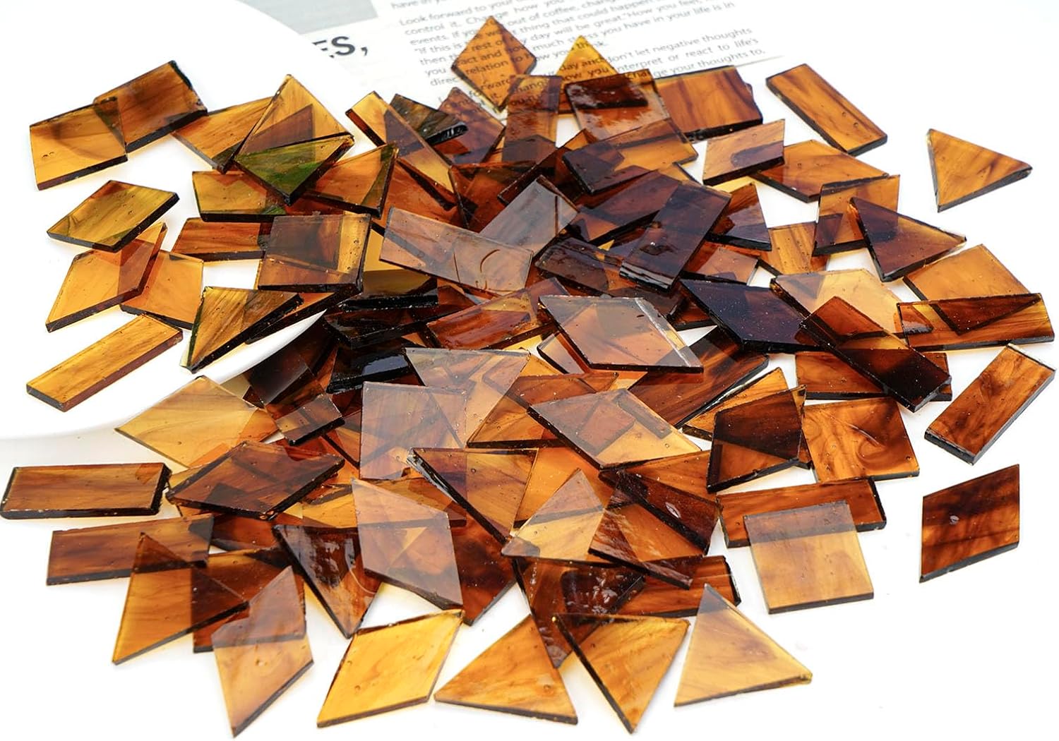 200g Transparent Mosaic Glass Tiles, Large Cathedral Stained Glass Tiles for DIY Mosaic Craft Supplies, 4 Shapes Mosaic Pieces for Home Decor, Autumn